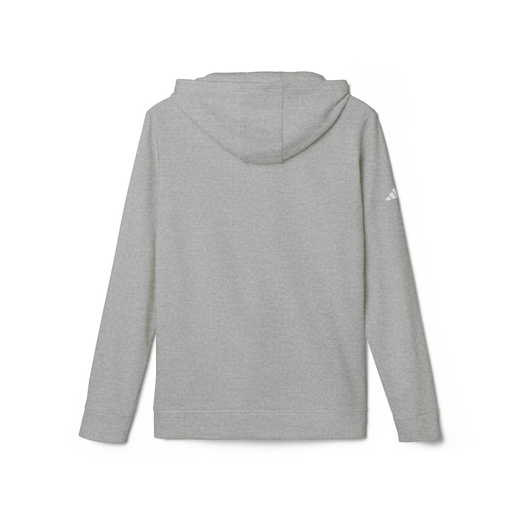 Icy Culture Adidas x Icy Culture Hoodie in heather grey, made from a cotton-recycled polyester blend with a kangaroo pocket and adjustable hood.