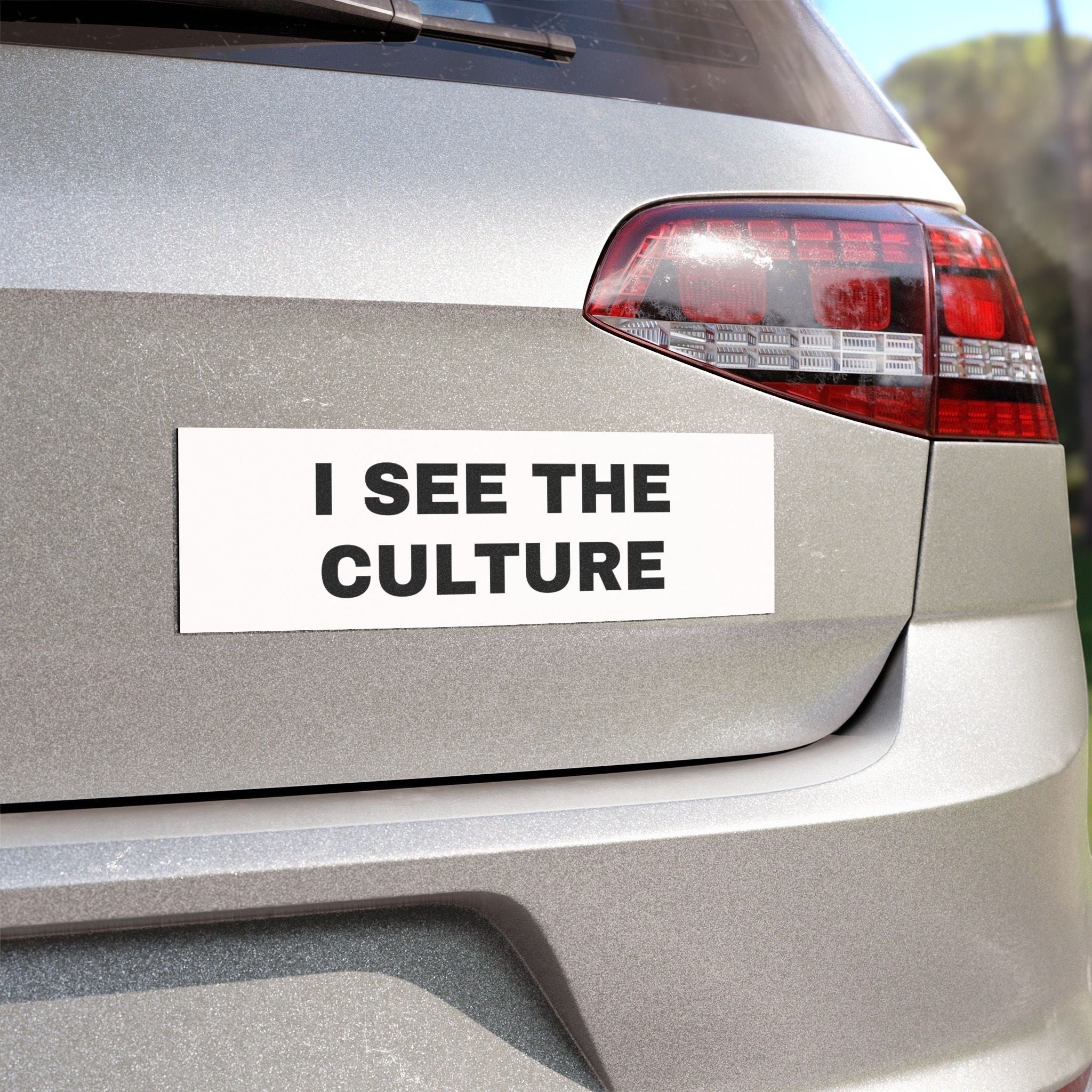 Icy Culture car magnet with bold black lettering "I SEE THE CULTURE" on a white matte vinyl base.