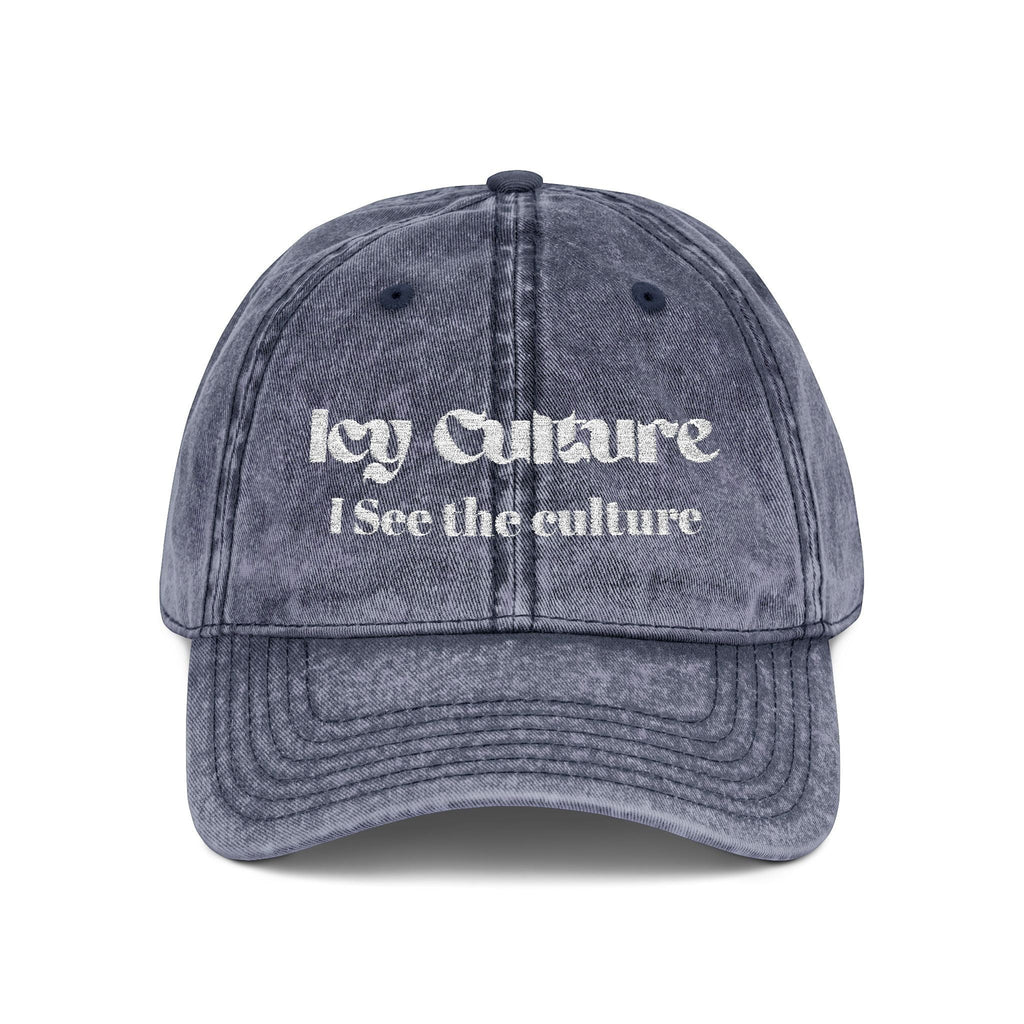 Icy Culture I See The Culture Cap em azul-petróleo desbotado, 100% algodão twill, com bordado frontal e fecho de metal ajustável.