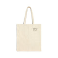 Icy Culture natural cotton canvas tote bag, 15" x 16", with 20" handles and subtle logo.