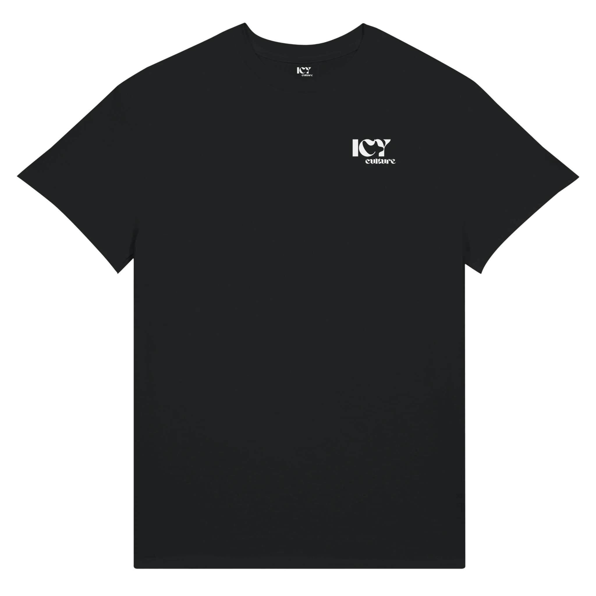 T-shirt ICY CULTURE preto em algodão pesado com logótipo branco no peito esquerdo. Corte clássico.